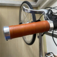 1pair cowhide grips 70 80 90 100 110 120 130 mm leather handle cover for brompton MTB road bike Ring skin leather grip