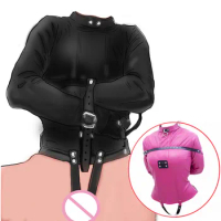 BDSM Leather Armbinder Restraint Straitjacket,Straight Jacket Bondage,Unisex Doctor Patient Cosplay,Women's Sexy Lingerie