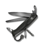 【VICTORINOX 瑞士維氏】Ranger 55 Grip Onyx Black 瑞士刀 極黑/130mm/5用(0.9563.C31P)
