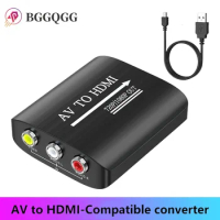 BGGQGG AV to HDMI Converter, AV to HDMI Adapter Support 720p/1080p for PS1/PS2/PS3/Xbox 360/WII/N64/SNES/STB/VHS/VCR/Blue-Ray