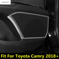 Car Inner Door Speaker Audio Sound Stereo Frame Cover Trim Stainless Steel Accessories Interior Fit For Toyota Camry 2018 - 2023