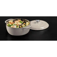 Lodge 6 Quart Enameled Cast Iron Dutch Oven with Lid – Dual Handles – Oven Safe up to 500° F or on Stovetop