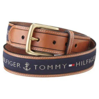 Tommy Hilfiger 2012男品味織帶鑲嵌棕色皮帶【預購】