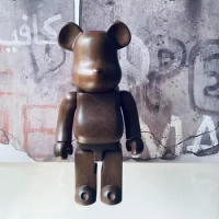 Wooden Ebony Wood Light Version Bear Bearbrick 400% 28cm Wooden Bear Gift Toy Natural Solid Wood Hand-made Desktop Figure
