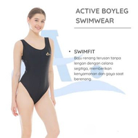 Baju Renang Wanita Dewasa Boyleg Atlet Diving Hitam Polos Boy Leg Bikini Backless Perempuan Jumbo Sl