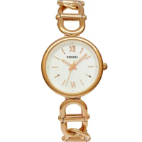 FOSSIL ES5273手錶 銀白面 玫瑰金色 可拆式不鏽鋼手鍊 女錶【錶飾精品】