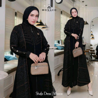 ABAYA HITAM SHAFA DRESS - Abaya hitam terbaru kekinian /Gamis Jetblack Terbaru Mewah / Gamis pesta k