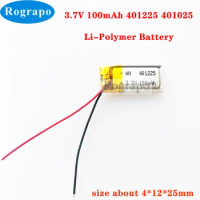 2000pcs/Lot New 3.7V 100mAh 401225 Replacement Battery For 351225 401025 Bluetooth Headset, GPS Sport Watch,Toy 2-wire+gift