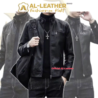 AL-LEATHER Jaket Kulit Sintetis Pria Hitam Vino Shanghai Waterproof Casual Distro Keren Santai
