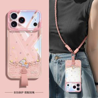 小馬納福iPhone 17 Pro Max手機殼 透明防摔軟殼 掛繩支架設計 高級保護套- 【蘋果粉-小馬納福】斜跨長掛繩⭐透明軟殼 iPhone 11 Pro Max
