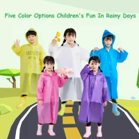 Jas hujan Anak Poncho EVA vinyl ringan + Hood tutup kepala 120-160cm - Kuning