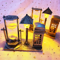 1066仿古電話亭小熊路燈沙漏創意學生禮品學生禮品雙色小夜燈擺件