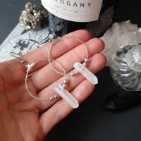 New Goth Quartz Hoops Minimal Earrings Boho Crystal Alternative Minimal Romantic Jewelry Witchy Gift Stones Women Gift Trend