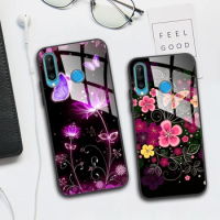 For Huawei P30 Lite Case Cute Tempered Glass Cover Hard Printed Phone Case For Huawei P30 Pro P 30 Lite Back Cover P30Lite Coque