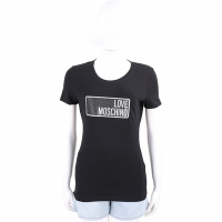 LOVE MOSCHINO 細沙感字母方框黑色短袖TEE T恤(女款)