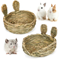 Rabbit Grass Mat Bed, Natural Straw Woven Grass Mats Bedding, Guinea Pig Timothy Hay Resting Basket, Chewing Toys For Rabbits