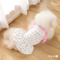 Pet Thin Teddy Bear Small Dog Spring Strawberry Lace Princess Wind Small Skirt Dog Clothes Puppy Summer Dress Luxury Clothing