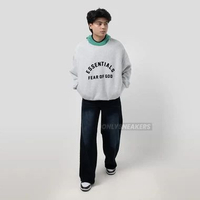 ESSENTIALS NYLON FLEECE LIGHT HEATHER GREY HOODIE XL