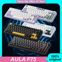 AULA F75 Mechanical Keyboard Tri-Mode Wireless Bluetooth Wired Hot Swap Multifunctional Knob RGB Game keyboard PC accessories
