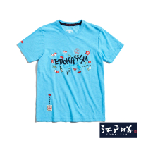 【EDWIN】江戶勝 男裝 日式多元主題短袖T恤(水藍色)