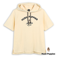 【Hush Puppies】女裝 帽T 簡約品牌英文刺繡小狗帽T(淺卡其 / 43202105)