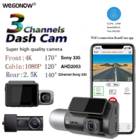 4k dashcam with wifi gps car dvr 3 camera mini 4k sony dash cam 3 lens front and rear inside 3 channel dash DVR camera Recorder