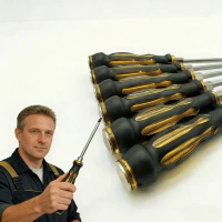7-piece set of extra-long professional shockproof magnetic screwdrivers—industrial-grade impact-spec