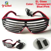 17 Style Flexible Neon Light Party Decorative Shutter Glasses 2 COLOR EL Wire LED Glasses Powered By DC-3V Flashing EL Driver