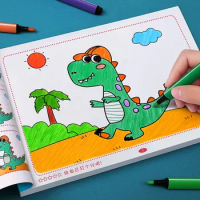 6Books 288 Pages Kids Coloring Books Children Animals Educational Painting Books Graffiti Color Draw Notebook for Kids 3-8 Years