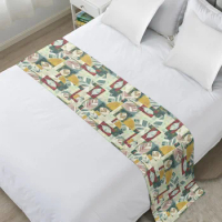 Abstract Feather Geometry Bed Runner Home Hotel Decoration Bed Flag Wedding Bedroom Bed Tail Towel