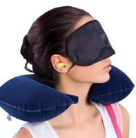 ♚MY COLOR♚氣枕眼罩耳塞三件組 旅行 旅遊 戶外 上班族 頭枕 飛機 睡眠 防噪音 充氣枕【K88-1】