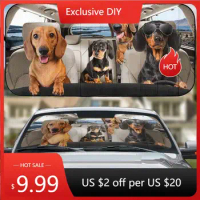 Dachshund Family Car Sunshade, Dog Car Sun Shade, Dachshund Car Decoration, Car Sun Protector, Dachshund Sunshades For Cars LNG2