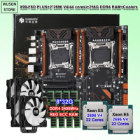 HUANANZHI X99-F8D PLUS Dual Socket Motherboard Server Workstation Video Rendering 2*2696 V4 44 Cores 256G RAM DDR4 RECC 2*Cooler