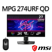 【滑鼠組】msi微星 MPG 274URF QD 27吋 電競螢幕(27/3840x2160/16:9/160Hz)