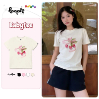 Áo Thun Nữ Baby Tee By Loopie Club BST51 Mã Cherry Kẻ Sọc Chất Cotton Thoáng Mát Phong Cách Hàn Quốc