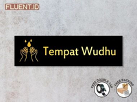 Sign Tulisan Tempat Wudhu Akrilik | Signboard Tempat Wudhu Hitam Gold