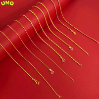 24K Plated 100% Real Gold 24k 999 Necklace for Men and Women 999 Colored Chain Lasting Bare Clavicle Pure 18K Gold Jewelry