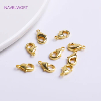 18K Gold Plating Brass Lobster Clasps Connector Lobster Clasp With Closed Ring For Necklace Bracelet Making Findings