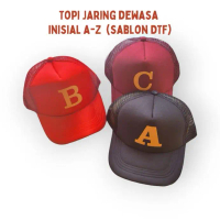 topi alphabet / topi baseball sablon huruf a-z unisex remaja dewasa topi trucker jaring
