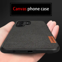 Fabric Canvas Phone Case for Samsung Galaxy S24 S22 S23 Ultra S24 Plus A54 A55 5G 360 Full Protective Protector Back Cover