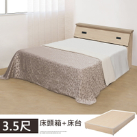 艾莉床台組-單人3.5尺(白橡色)❘單人床組/床頭箱+床台【YoStyle】