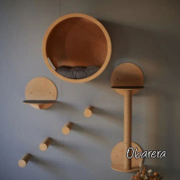 Cat Playground dinding Kucing Bulat Set - Natural