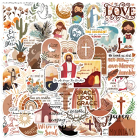 50pcs Bohemia Jesus Christian Stickers Bible Verse Faith Decals For Laptop Luggage Notebook Scrapbook Diary Water Bottle Sticker