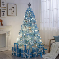 聖誕樹 聖誕節藍色植絨聖誕樹套餐1.5米1.8米2.1米3米落雪發光網紅樹ins 5 DF 交換禮物