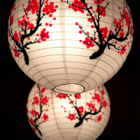 1PC Plum Blossom Paper Lanterns Chinese Japanese Style Hanging Lamp Outdoor Garden Wedding Holiday Party Decorations