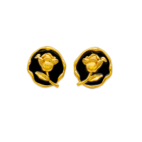【金瑞利】買1送1 9999純金 漫舞玫瑰黃金耳環(0.88錢±3厘)