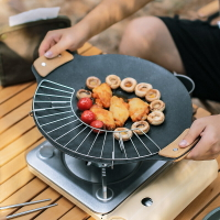 開發票 戶外燒烤盤手柄露營配件防燙木制夾片適用29和33cm麥飯石烤盤手柄