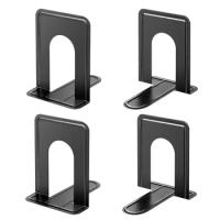 Book Ends Metal Bookends Shelves, 4 Pcs Book End to Hold Books Heavy Duty,Black Non-Skid Bookend,Book Holder Stopper for Shelf