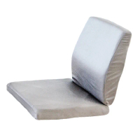 【凱蕾絲帝】台灣製造-久坐良伴柔軟記憶護腰墊+高支撐坐墊兩件組(淺灰)