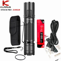 KLARUS XT2CR PRO Compact Tactical Flashlight CREE XHP35 HD LED Max 2100LM Rechargeable torch light with 18650 3100mAh Battery